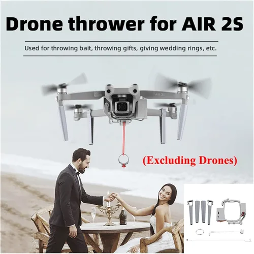 Vista 2 de Sistema Airdrop para D-JI AIR 2S/Air 2 Drone Propuesta de boda Dispositivo de entrega Dispensador Lanzador Remoto Caída Transporte Regalo