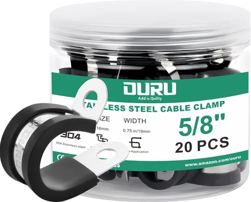 Vista 8 de OURU 10 abrazaderas de cable aisladas acolchadas de acero inoxidable y revestimiento de goma de 1-3/4 pulgadas, abrazaderas de cable y tubería