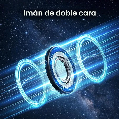 Vista 2 de Soporte magnético para anillo de teléfono con imán de doble cara para Negro