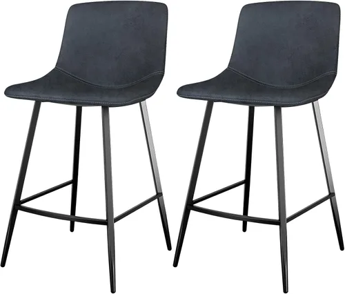 Vista 10 de 5Rcom Juego de 2 taburetes de bar de altura de mostrador de 600 libras, taburetes de cocina de 24 pulgadas con respaldo, sillas de bar modernas