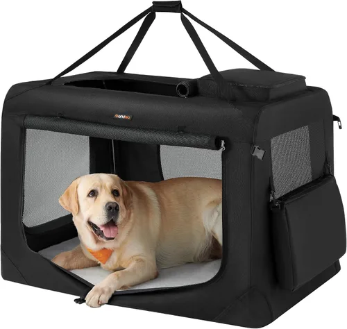 Vista 12 de Feandrea Collapsible Soft Dog Crate, Portable Travel Carrier, 24 Inches Negro