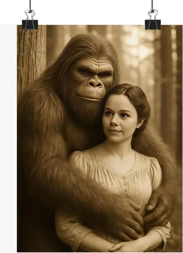 Vista 3 de Divertido regalo de arte de pared de pie grande para marido, esposa o familia, póster personalizado de Bigfoot, regalo divertido personalizado