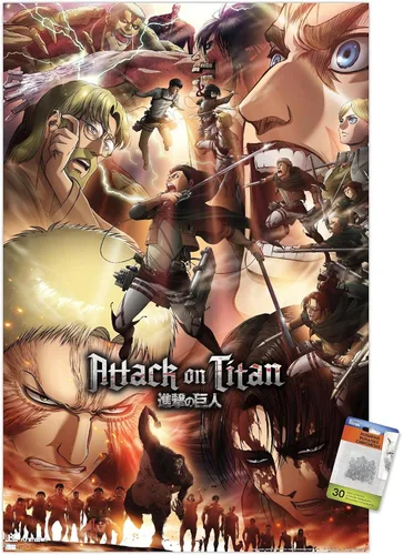 Vista 7 de Trends International Attack on Titan: Season 3 - Póster de pared de arte clave, 22.375 x 34 pulgadas, paquete de póster y pin de empuje