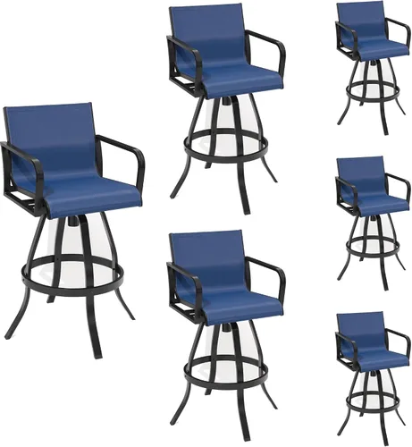 Vista 17 de Pellebant Juego de 2 taburetes de bar giratorios para exteriores, sillas giratorias de 30 pulgadas con tela Sunbrella y marco de aluminio, taburetes