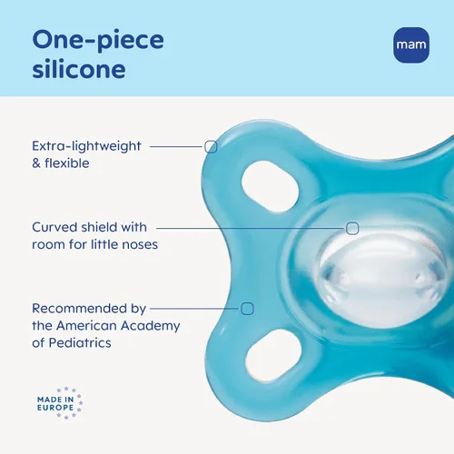 Vista 3 de MAM Comfort - Chupete para bebé de 0 a 3 meses, ligero, de silicona de una Zafiro azul/mate azul