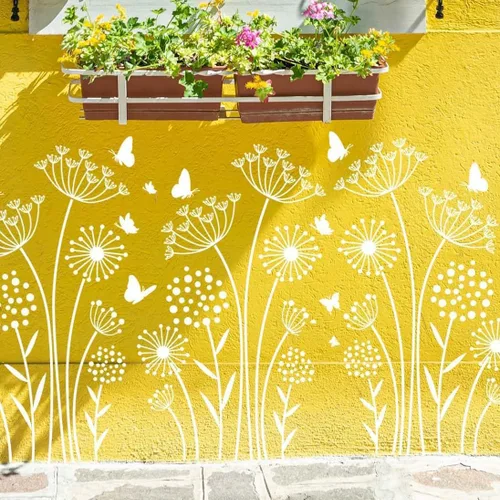 Vista 11 de Plantillas de flores grandes para pintar en plantillas de valla de madera para exteriores, plantilla de flor de cono de margarita reutilizable