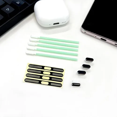 Vista 7 de Paquete de 4 cubiertas antipolvo USB-C con malla de altavoz, enchufe de puerto de carga tipo C y protector de audio para iPhone serie 15/16 (negro)