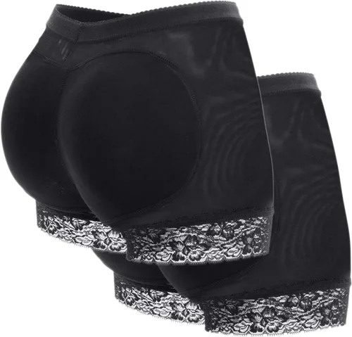 Vista 8 de KIWI RATA Bragas de encaje acolchadas para mujer, levanta glúteos, ropa interior con refuerzo Negro
