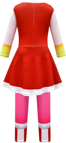 Vista 2 de Ubeufun Amiy Roise - Disfraz rojo con falda para niñas, overol de cosplay de Halloween con guantes, traje de fiesta para niños