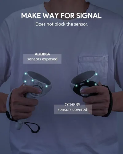 Vista 5 de Aubika Rechargeable Controller Grips Cover for MetaOculus Quest 2 Accessories, with Charge Cable and Battery, Adjustable for Different Size Hand