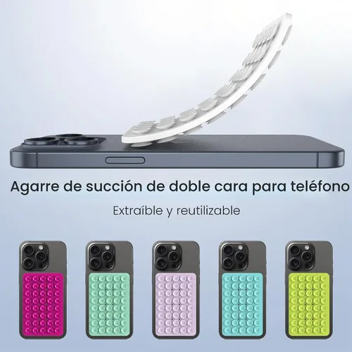 Vista 7 de Soporte de teléfono con succión de silicona de doble cara, accesorio de silicona para iPhone y Android, soporte para teléfono de ducha con espejo