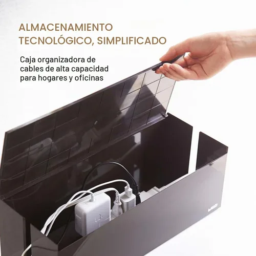 Vista 2 de YAMAZAKI Home Cable Box-Outlet Cable Organizador de almacenamiento, protector de cubierta