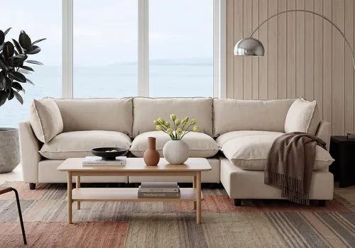Vista 10 de Iroomy Oversized Modular Sectional Sofa, Chenille Cloud Couch, Deep Comfy Seat, 4-Seater Sofas, Couches, Living Room, Beige