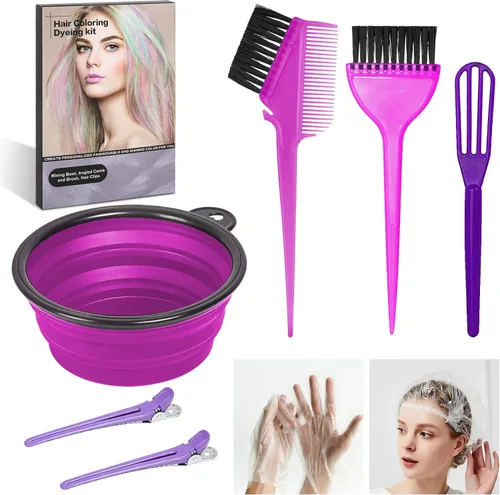 Vista 10 de ROOHUA Kit de tinte para el cabello de 8 piezas con cepillo, herramientas Negro