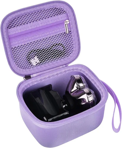 Vista 8 de Funda para afeitadora de calavera eléctrica Pitbull Pro, rotativa de viaje duro para hombres, recortadora de barba con bolsillo de malla con Beige