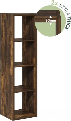 Vista 5 de Furinno Cubicle 4-Cube Thick Frame Book Shelf, Vertical, Amber Oak