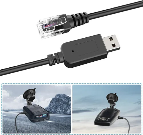 Vista 6 de SDSACZMU Cable detector de radar, cable USB a RJ11, línea de alimentación de repuesto para detector de radar, para Uniden Escort Beltronics detector