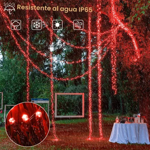 Vista 4 de 2 Pack de luces solares de Navidad para exteriores, tira de luces solares de 80 pies con 240 LED para exteriores, impermeables, 8 modos de luz