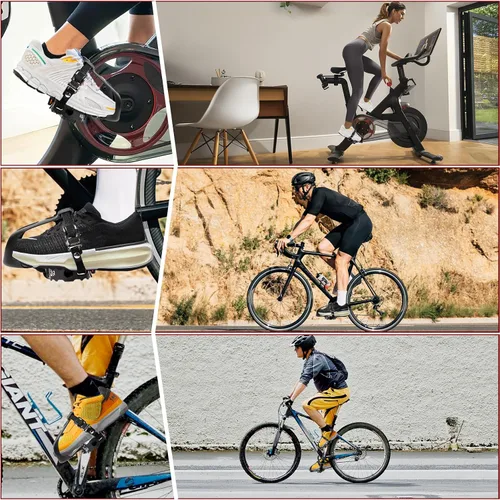 Vista 3 de Pedales de Bicicleta Bucklos con Jaulas y Correas para Dedos del Pie - Jaulas de Clips para Dedos de Bicicleta Compatible con Bicicleta
