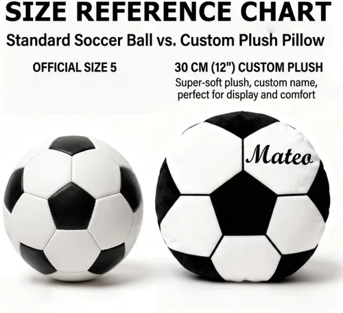 Vista 3 de Almohada de pelota de fútbol personalizada con número de nombre, regalo deportivo personalizado para niños y niñas, cojín de fútbol de felpa