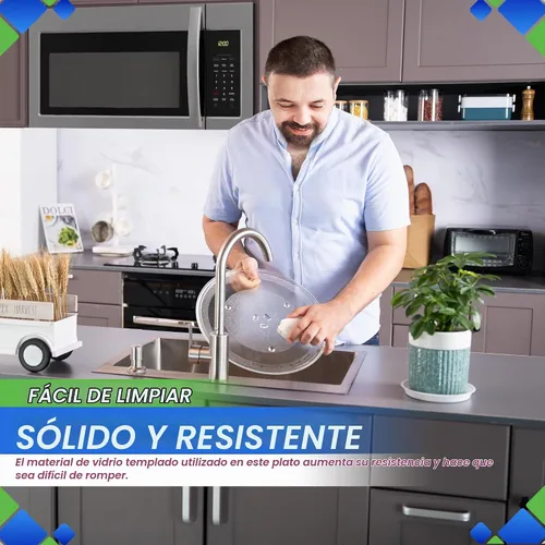 Vista 4 de Placa de repuesto para microondas de 13.5 pulgadas, se adapta a 5304464116 Frigidaire, placa giratoria de vidrio para microondas de repuesto exacto