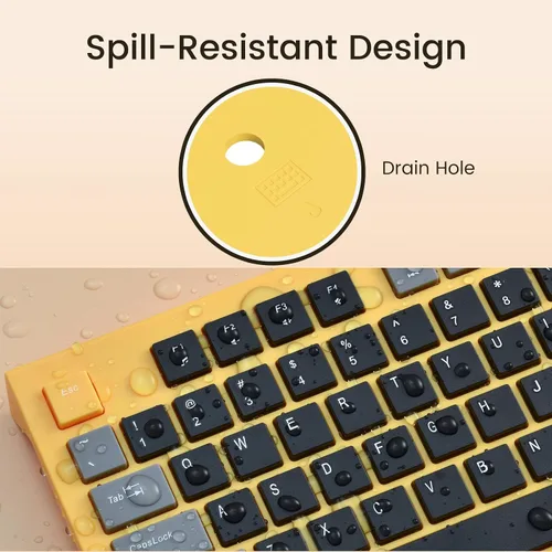 Vista 4 de COLIKES Teclado de Computadora con Cable, Teclado USB Plug Play, Teclas Chiclet de Bajo Perfil, Teclado Numérico Grande, Indicadores de Mayúsculas