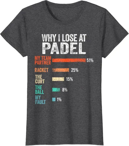 Vista 4 de Why I Lose at Padel Funny Game Padel Hombres Mujeres Camiseta de Padel