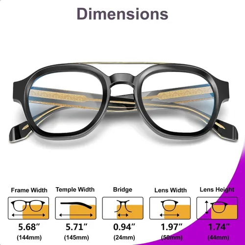 Vista 7 de VISOONE Gafas retro redondas antifatiga ocular de metal medianas, gafas de bloqueo de luz azul para juegos de computadora, mujeres y hombres, Sanford