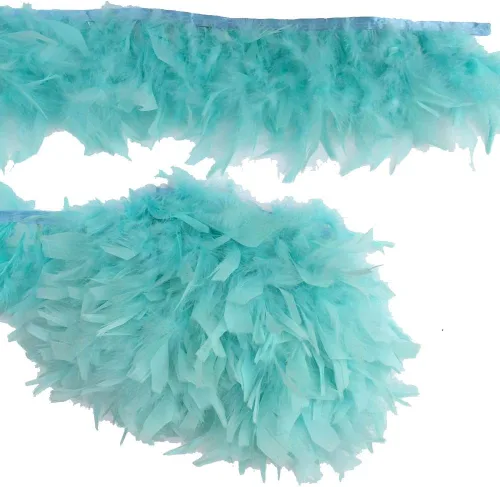Vista 7 de MELADY 2 yardas de plumas de pavo con flecos, vestido de moda, costura, manualidades, disfraces, decoración (negro)