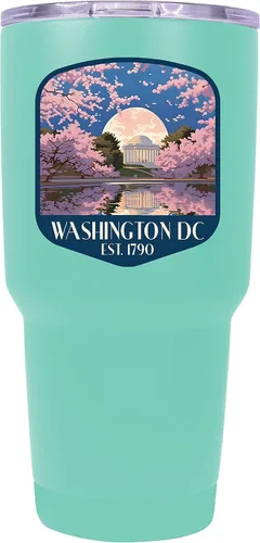 Vista 24 de Washington, D.C. Souvenir - Vaso aislado de acero inoxidable, 24 onzas, color negro, A