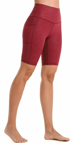 Vista 2 de Sunzel Pantalones cortos de ciclismo de 10 pulgadas, 8 y 5 pulgadas, para mujer, con bolsillos, cintura alta, para yoga, atletismo, gimnasio