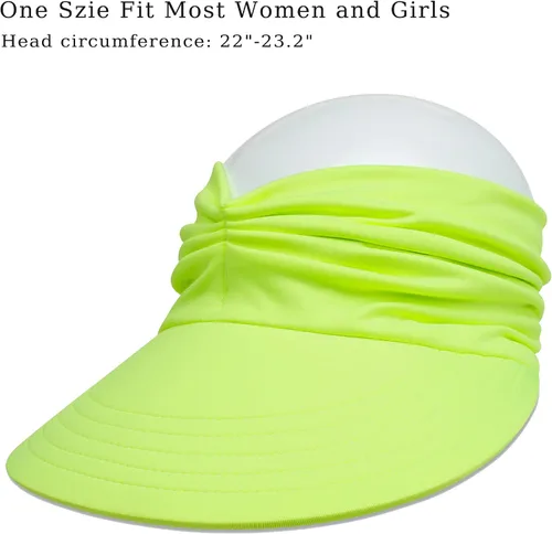 Vista 3 de Visera solar para mujer, visera ancha, protección UV, visera plegable, gorra de playa para cola de caballo