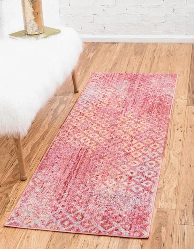 Vista 13 de Unique Loom Rainbow Collection - Alfombra geométrica abstracta moderna acuarela rosa (2 pies 2 pulgadas x 3 pies)