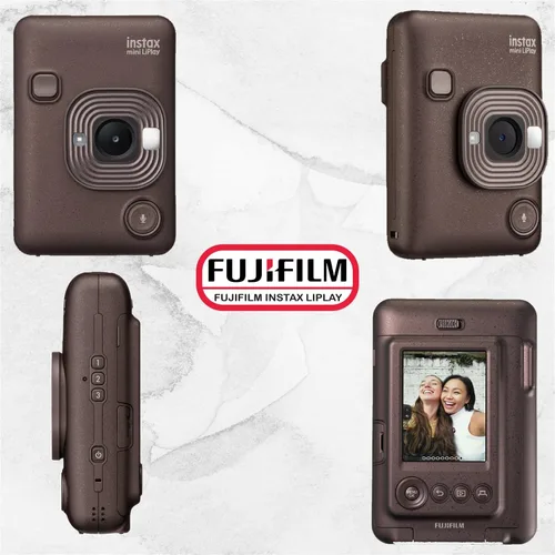 Vista 3 de Paquete de cámara instantánea Fujifilm INSTAX Mini LiPlay híbrida con 20 hojas de película INSTAX Mini, tarjeta microSD de 32GB, cable de carga USB