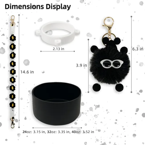 Vista 5 de Juego de fundas de silicona para botella de agua Owala de 24 oz, 32 oz, 40 oz - Incluye dije de dibujos animados y correa de mango de botella