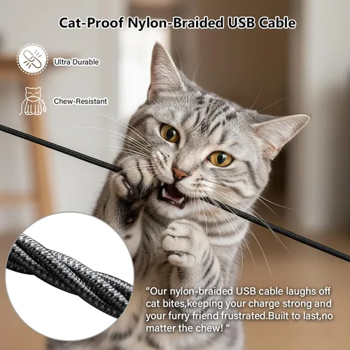 Vista 6 de Cable de carga rápida de nailon trenzado USB A a USB C de 3 pies, compatible con iPhone 17/17 Pro/16e/16 Plus/15 Pro/15, Samsung Galaxy