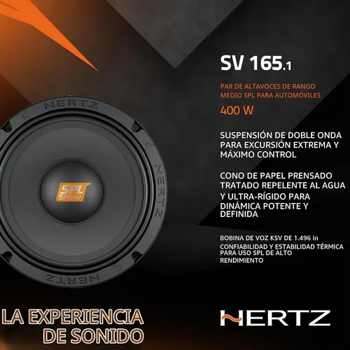 Vista 4 de HERTZ SPL Show Series SV-1651 6.5" 4-Ohm SPL Controladores de altavoz
