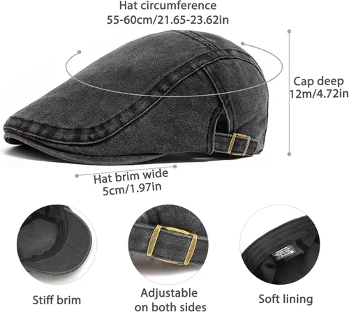 Vista 7 de Gorra vaquera de algodón ajustable unisex Negro