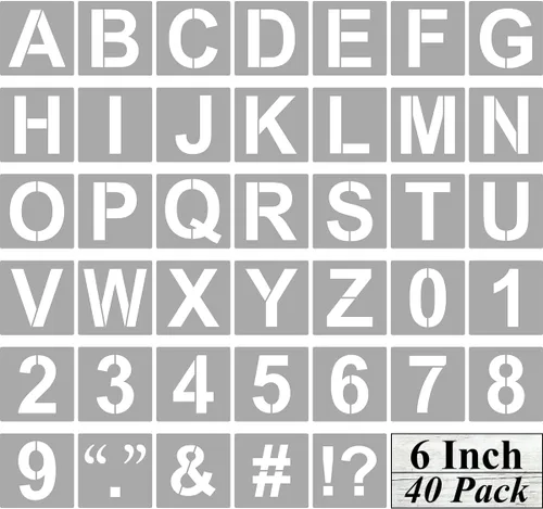 Vista 9 de Plantillas de letras y números del alfabeto de 3 pulgadas, paquete de 40 plantillas de letras y números con letreros para pintar sobre madera