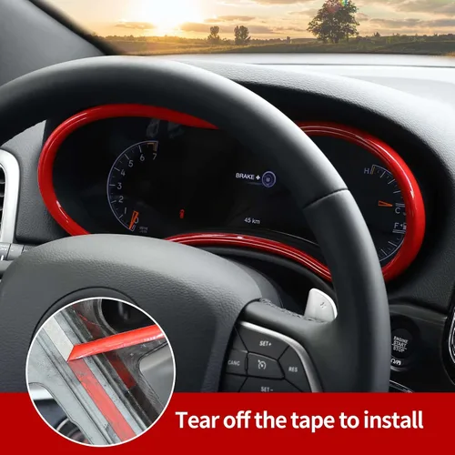 Vista 5 de Hoolcar Cubierta de bisel de tablero de control central para Jeep Grand Cherokee 2014-2021, accesorios interiores de ABS, color rojo