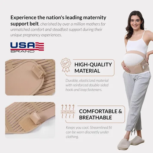 Vista 22 de NeoTech Care Cinturón de maternidad para embarazo, soporte para espalda, abdomen, cintura, pelvis (talla L, color marfil)