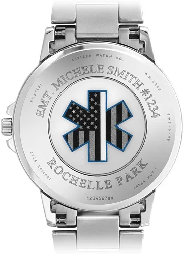 Vista 2 de Citizen Reloj de mujer Thin White Line con esfera multifunción para mujer FD2048-55E EMT Personal médico Plateado Citizen Thin White Line para hombre