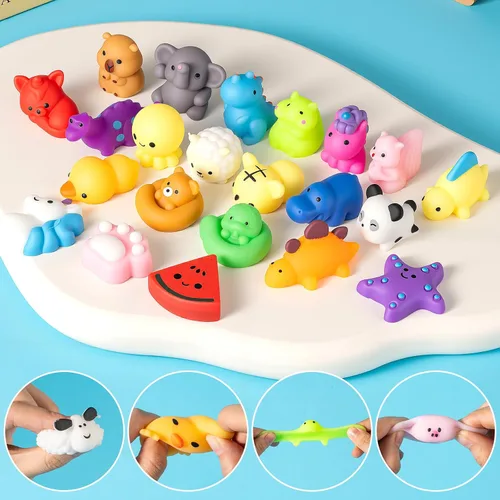 Vista 4 de Paquete de 25 juguetes esponjosos, mini mochi squishies para niños, lindos juguetes esponjosos, juguetes sensoriales suaves, juguetes esponjosos
