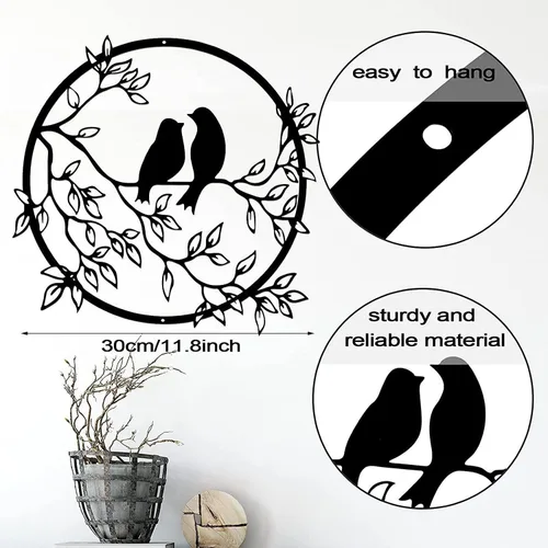 Vista 2 de Arte decorativo de pared de árbol de metal – 11.8 pulgadas, decoración decorativa de árbol de la vida, decoración de sala de estar, escultura