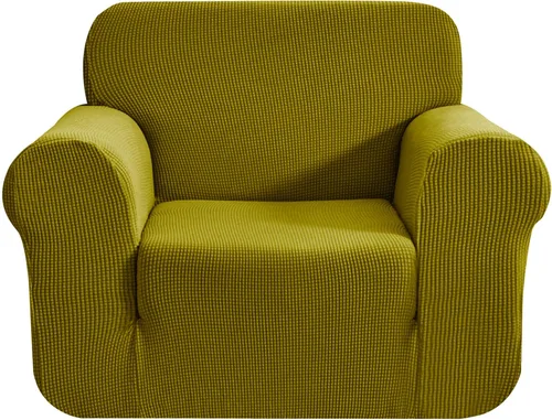 Vista 86 de CHUN YI - Funda elástica de 1 pieza para sillón grande, funda protectora suave de Jacquard con elastano, detalle de cuadros y parte inferior