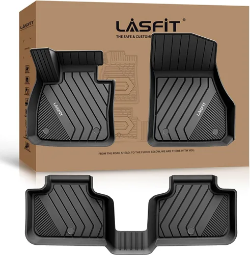 Vista 55 de LASFIT - Tapetes de suelo y maletero de auto, ajuste personalizado, de TPE, para todo tipo de clima, impermeable, juego completo, negros