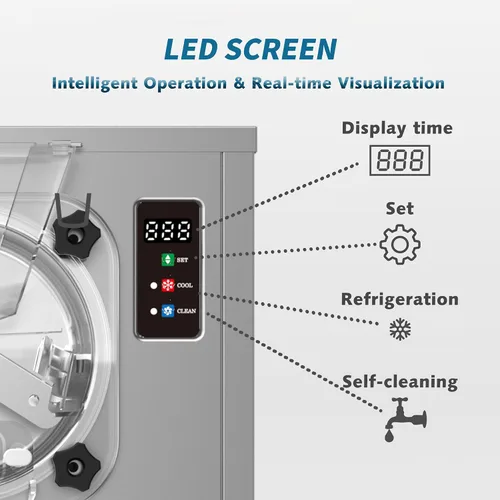 Vista 6 de Máquina comercial para hacer helados duros, 1400 W, 110 V, 3 a 4 galones por hora, máquina de helado de gelato con panel LED de limpieza automática