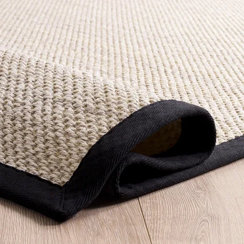 Vista 8 de SAFAVIEH Alfombra de área de 8x10 pies - Colección de fibra natural - Grande - Mármol y negro, sisal, diseño tejido con borde (NF143A)