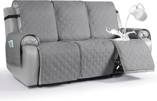 Vista 39 de VANSOFY Funda impermeable para sofá reclinable, lavable, funda para sofá reclinable de 1 pieza, protector de muebles con correas elásticas, bolsillo
