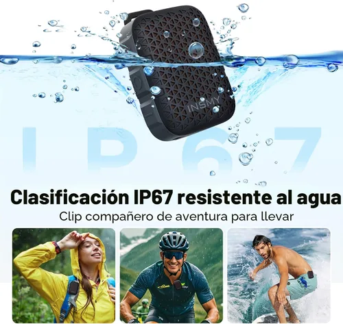 Vista 2 de INSMY Altavoces Bluetooth portátiles, impermeabilidad IP67, altavoz personal pequeño portátil con clip, sonido limpio, par estéreo, inalámbrico